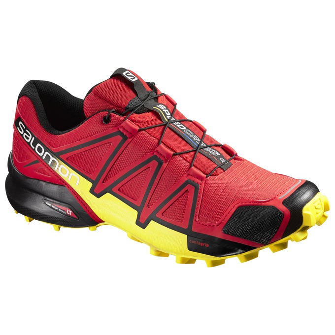 Salomon Singapore Mens Trail Running Shoes - SPEEDCROSS 4 Red/Yellow | 36805-APQB